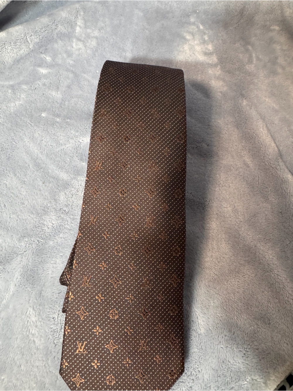 Louis Vuitton Brown Monogram Brown Silk Tie